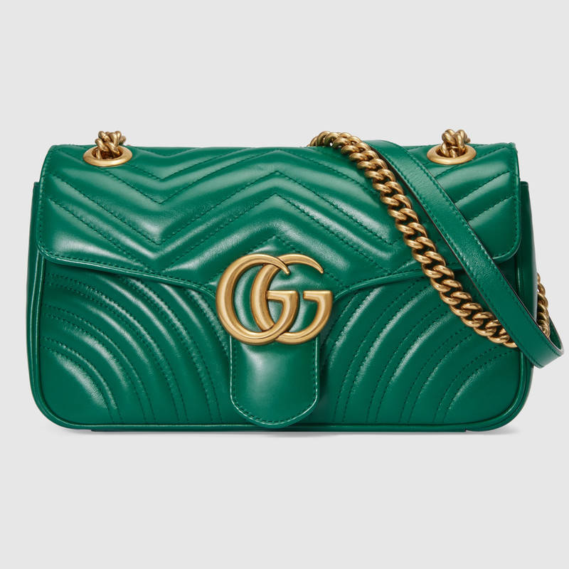 Gucci GG Marmont Small Chain Shoulder Bag in Matelassé Chevron Leather