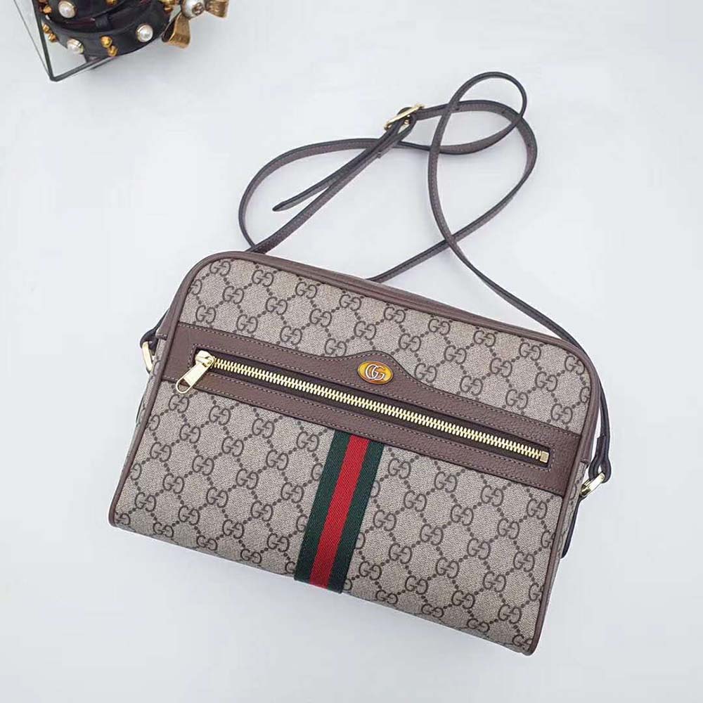 Gucci GG Unisex Ophidia GG Supreme Small Shoulder Bag-Brown