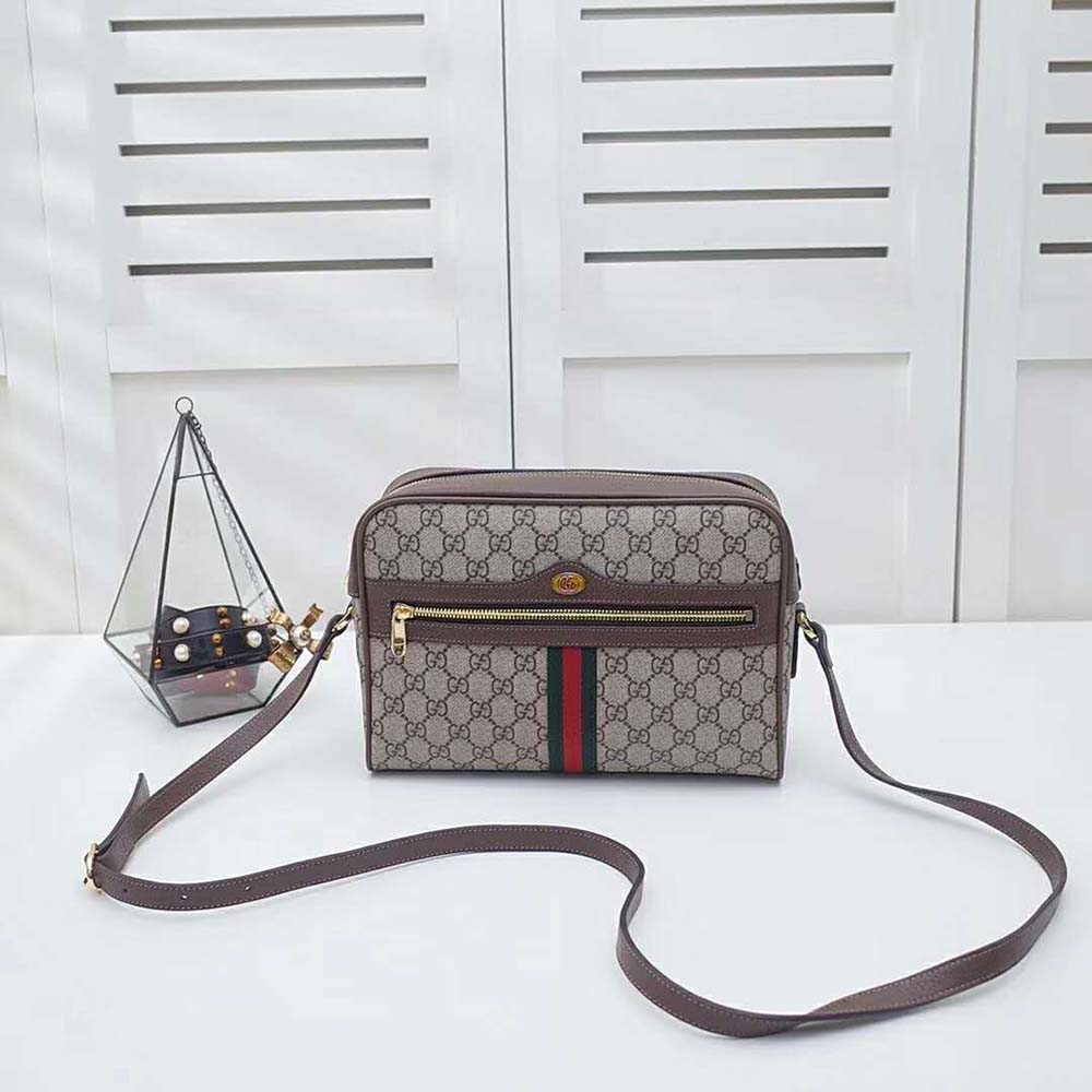 Gucci GG Unisex Ophidia GG Supreme Small Shoulder Bag-Brown