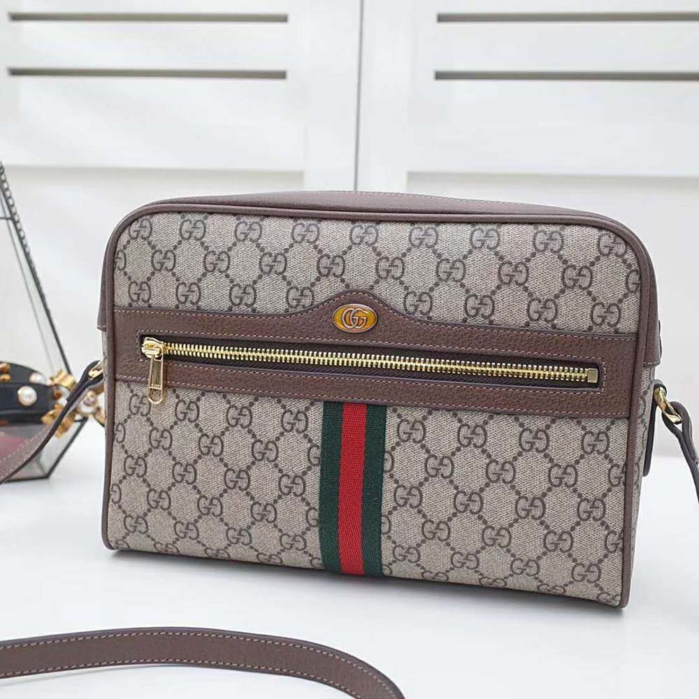 Gucci GG Unisex Ophidia GG Supreme Small Shoulder Bag-Brown