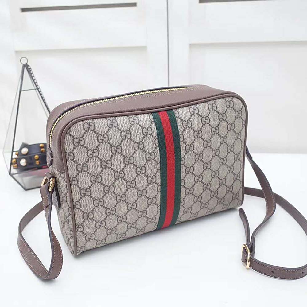 Gucci GG Unisex Ophidia GG Supreme Small Shoulder Bag-Brown