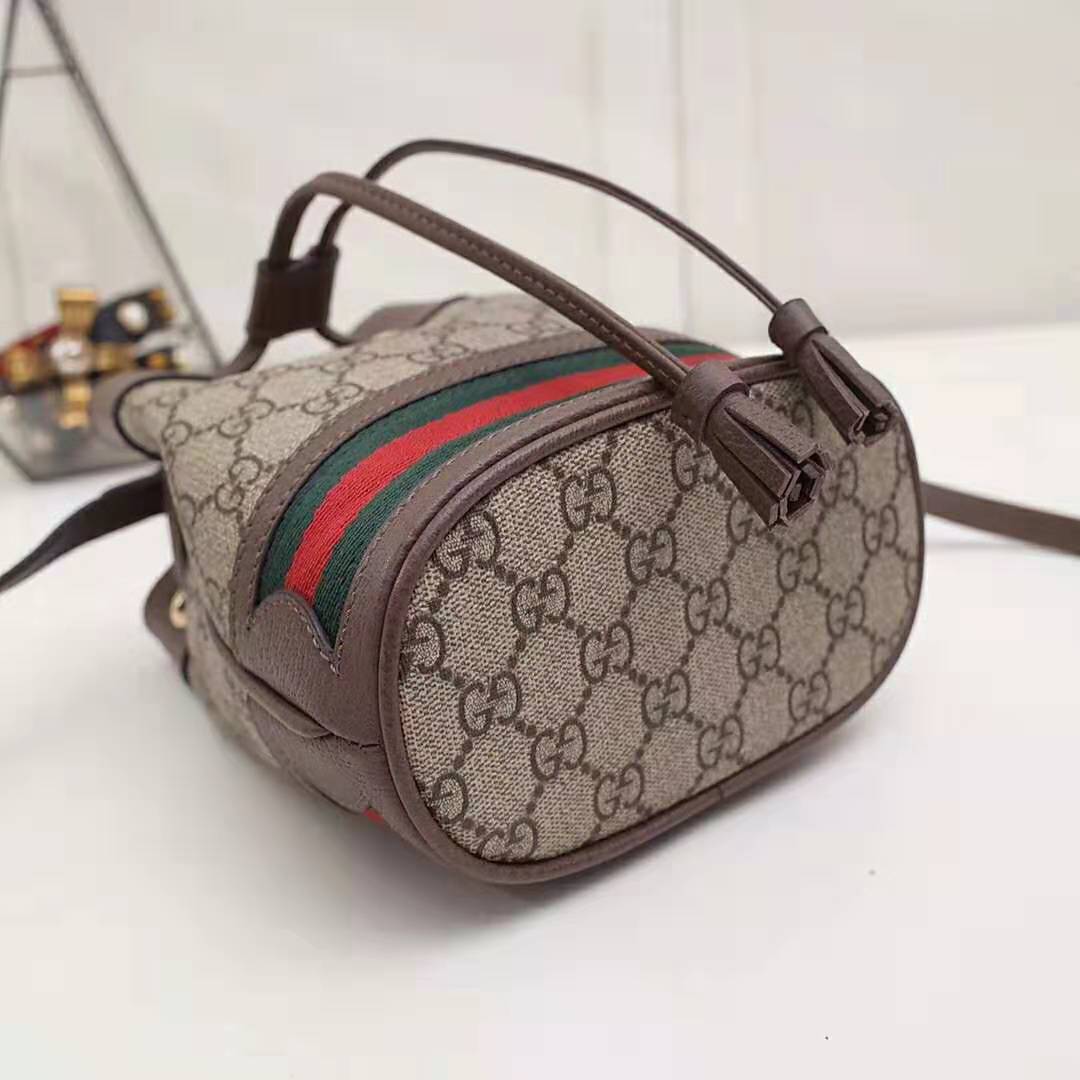 Gucci GG Women Ophidia Mini GG Bucket Bag-Brown