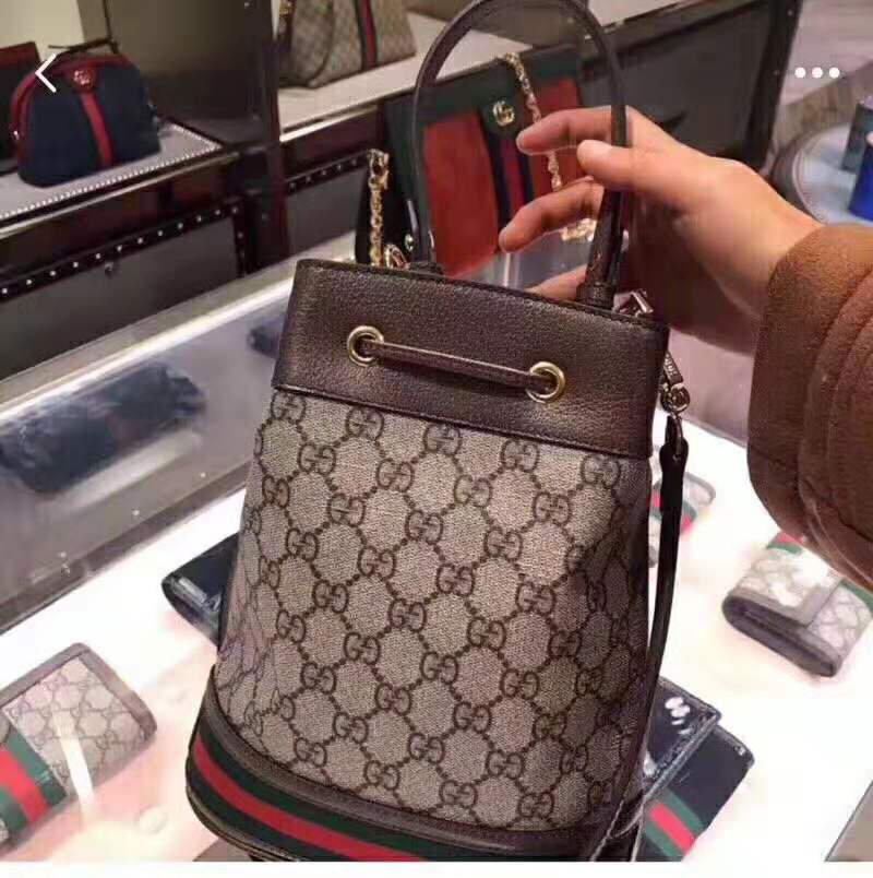 Gucci GG Women Ophidia Mini GG Bucket Bag-Brown