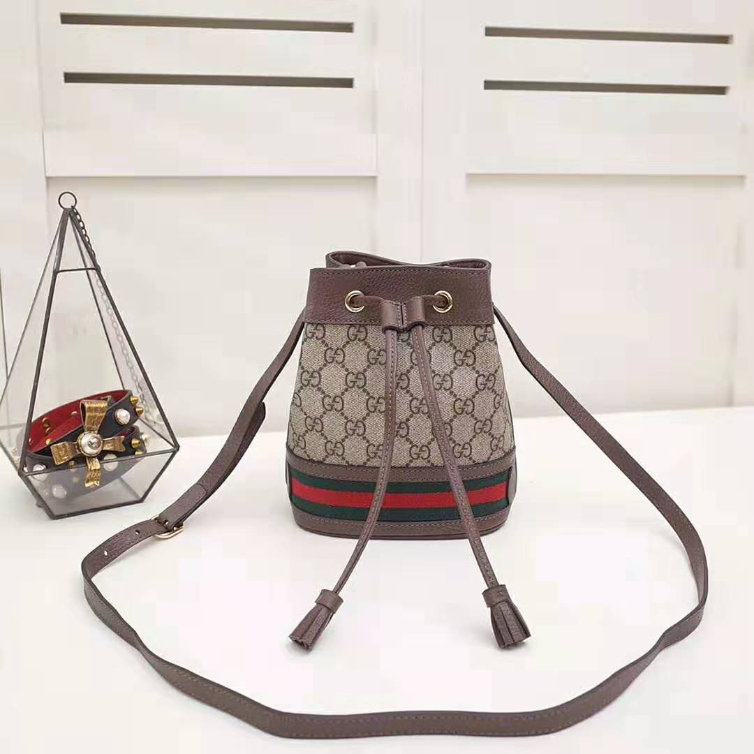 Gucci GG Women Ophidia Mini GG Bucket Bag-Brown