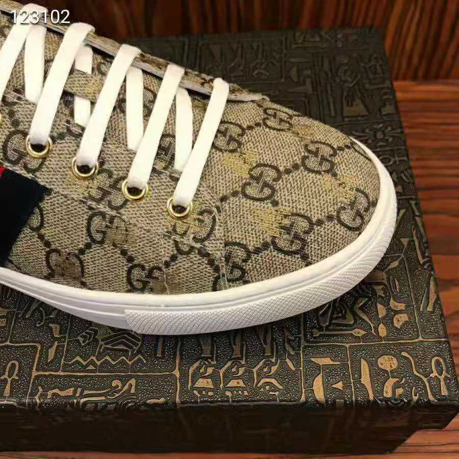 Gucci Men Ace GG Supreme Bees Sneaker-Brown