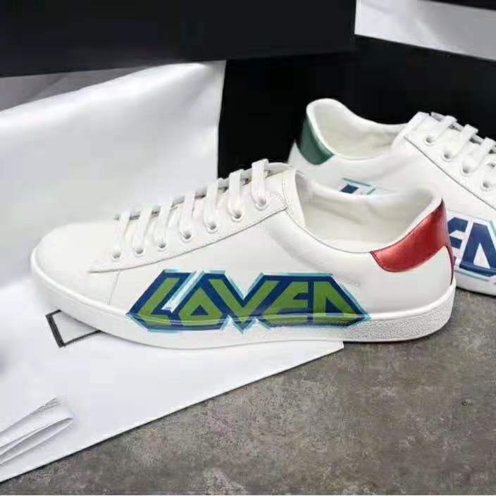 Gucci Men Ace Sneaker with Loved Print-White