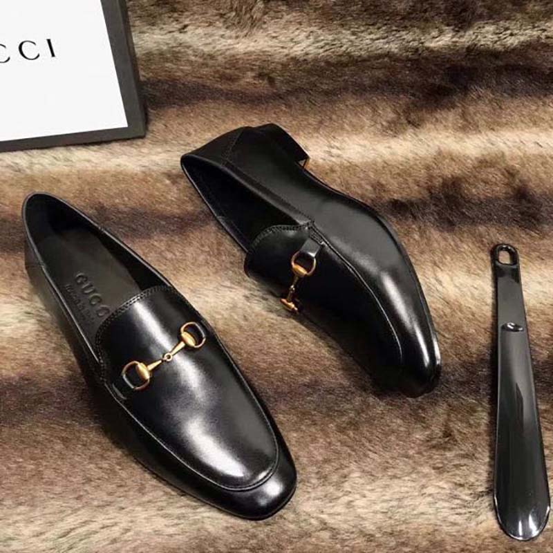 Gucci Men Horsebit Leather Loafer Shoes Black