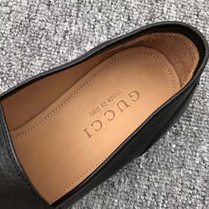 Gucci Men Horsebit Leather Loafer with Web Shoes Black