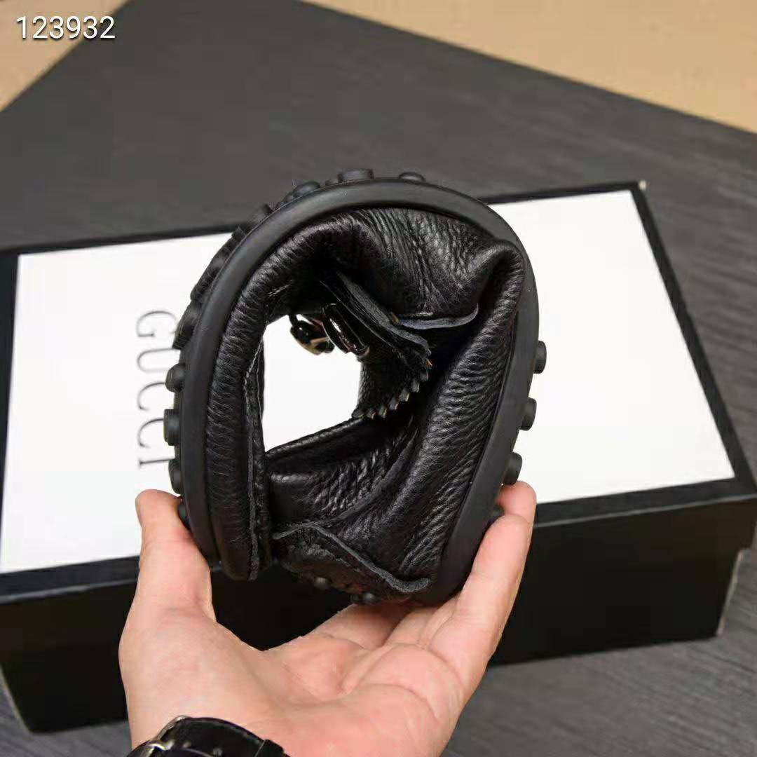 Gucci Men Leather Driver with Horsebit-Black