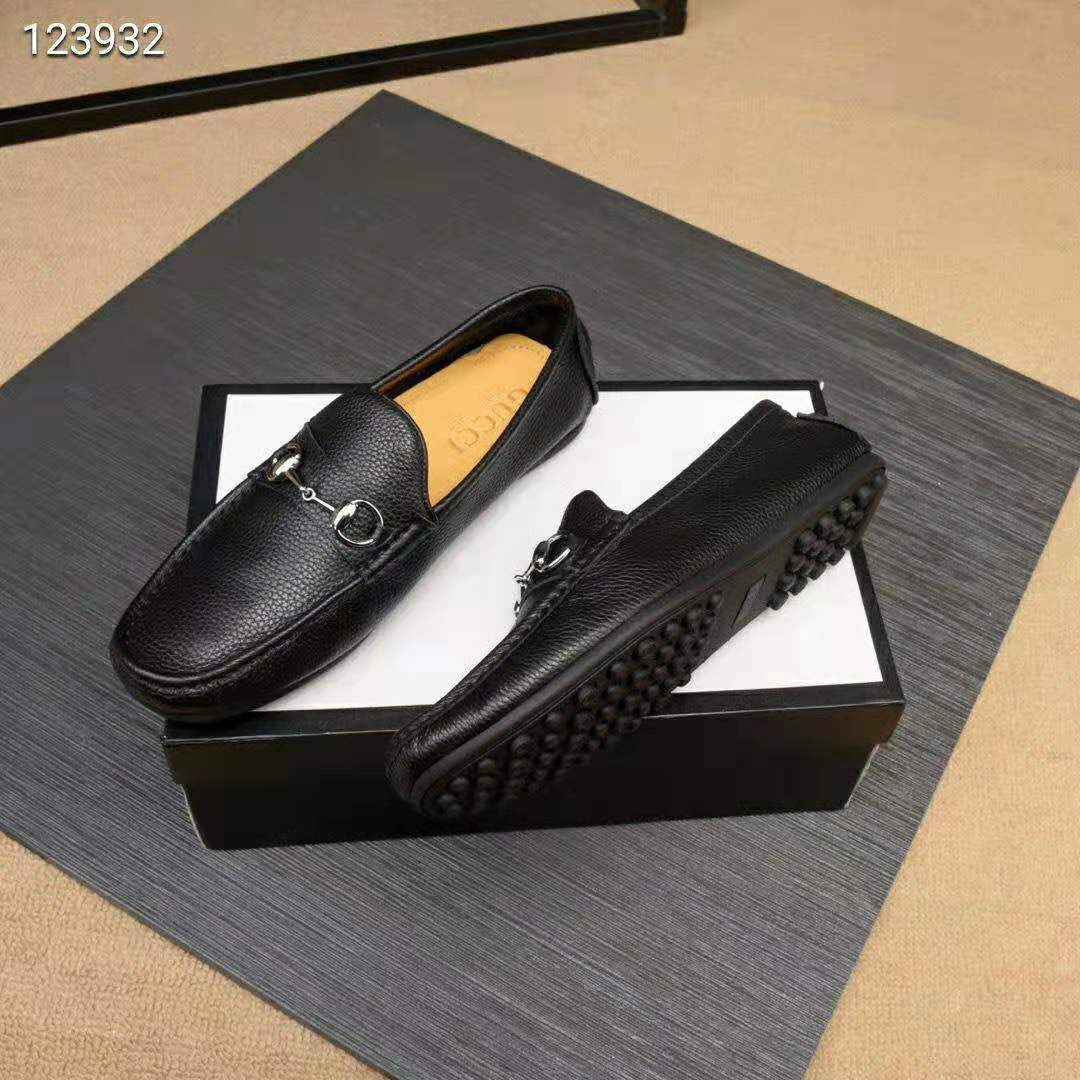 Gucci Men Leather Driver with Horsebit-Black