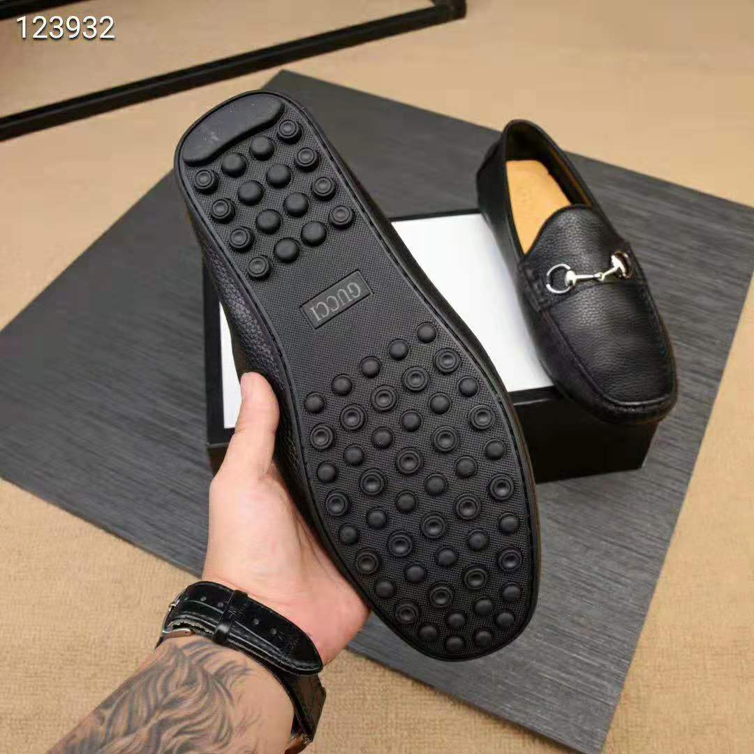 Gucci Men Leather Driver with Horsebit-Black