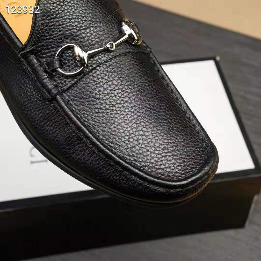 Gucci Men Leather Driver with Horsebit-Black