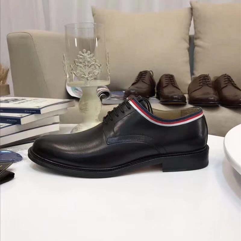 Gucci Men Leather Lace-up Shoes Black