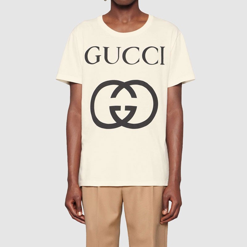 Gucci Men Oversize T-Shirt with Interlocking G-White