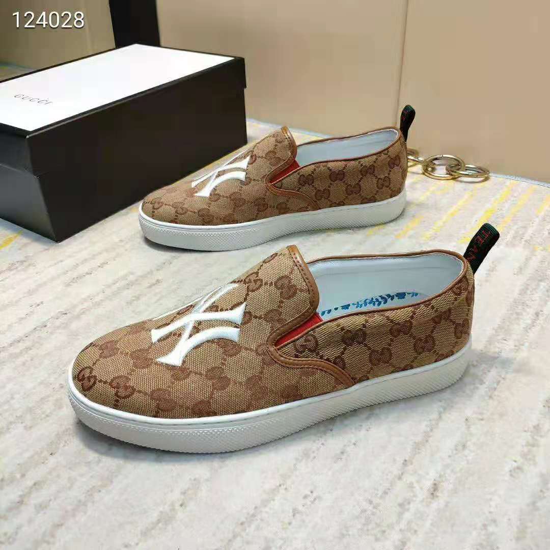 Gucci Men’s Slip-On Sneaker with NY Yankees Patch Orange