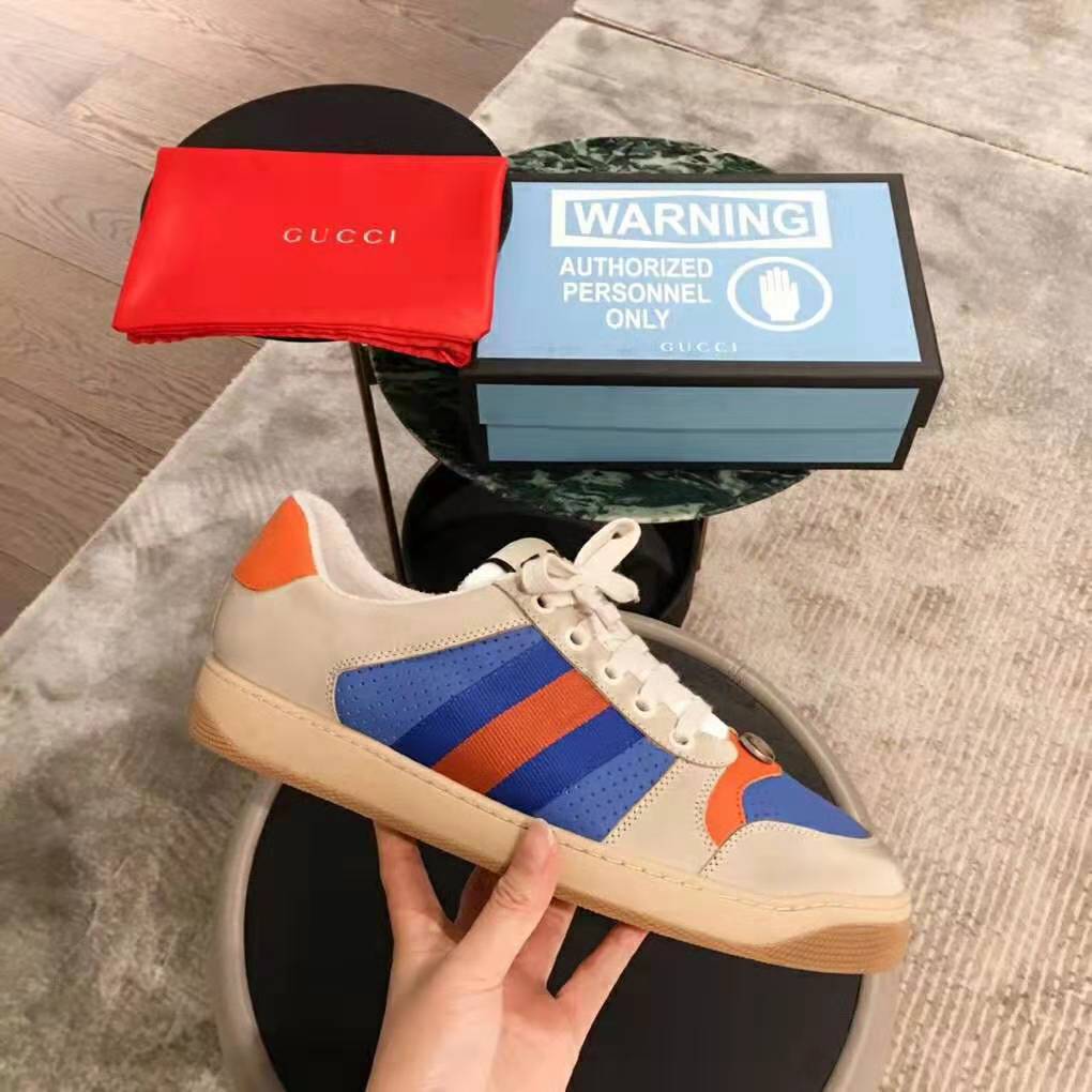 Gucci Men Screener Leather Sneaker 3.6cm Height-Blue