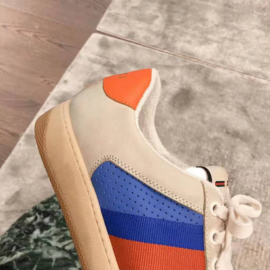 Gucci Men Screener Leather Sneaker 3.6cm Height-Blue
