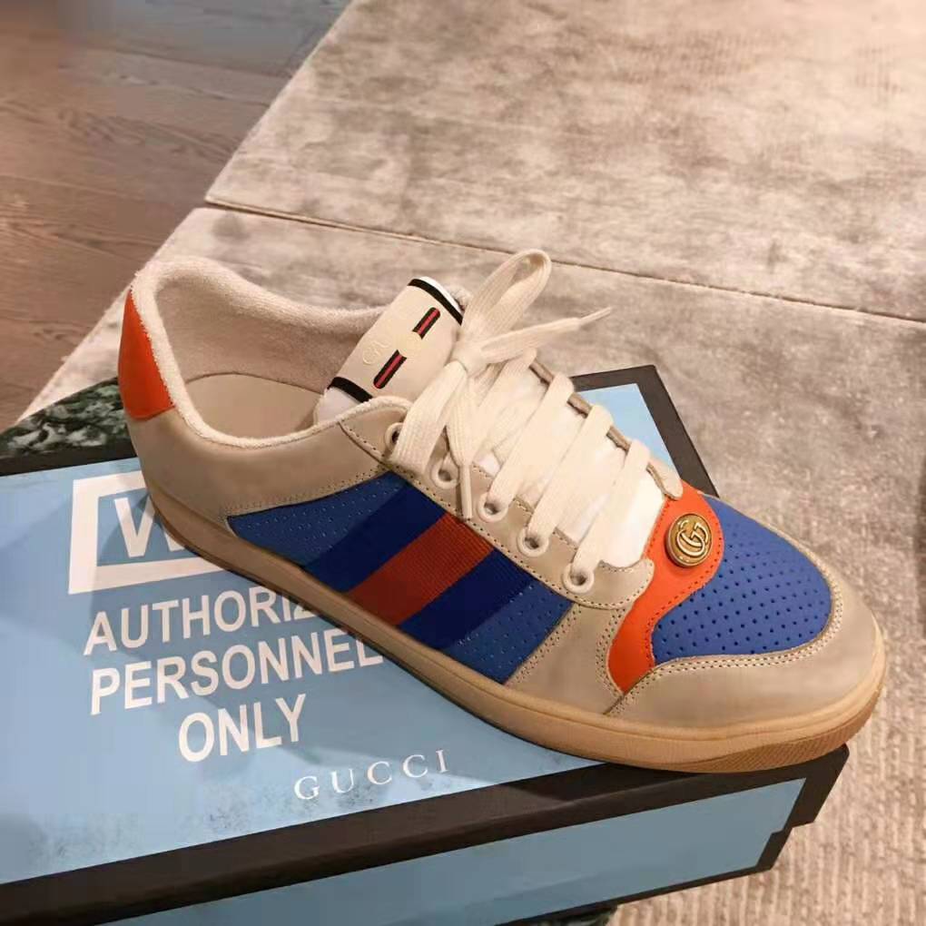 Gucci Men Screener Leather Sneaker 3.6cm Height-Blue