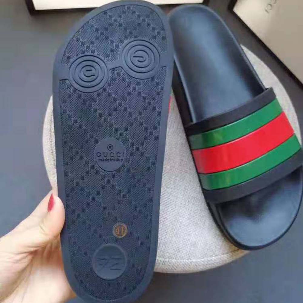 Gucci Men Web Slide Sandal-Black