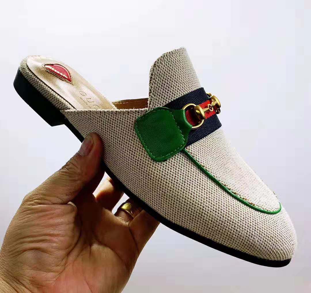 Gucci Online Exclusive Women’s Princetown Canvas Slipper 1cm Heel-Sandy