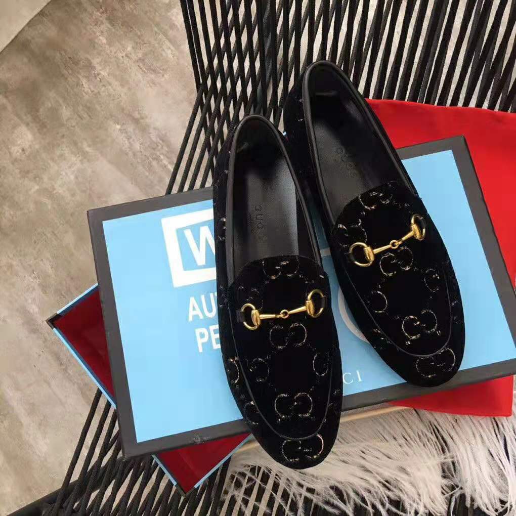 Gucci Unisex Jordaan GG Velvet Loafer-Black