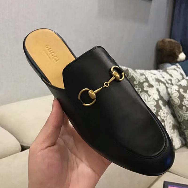 Gucci Unisex Princetown Leather Slipper-Black