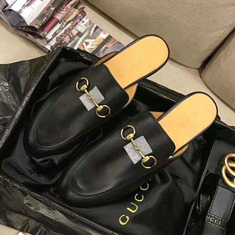 Gucci Unisex Princetown Leather Slipper-Black