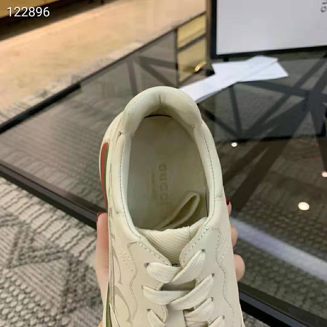 Gucci Unisex Rhyton Gucci Logo Leather Sneaker-Beige