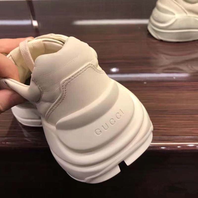 Gucci Unisex Rhyton Gucci Logo Leather Sneaker-Beige