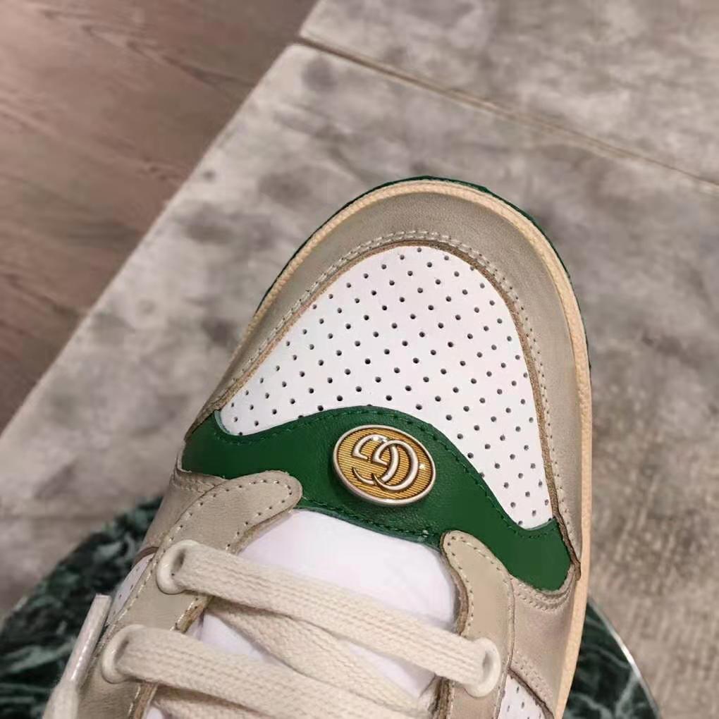 Gucci Unisex Screener Leather Sneaker 3cm Height-Green