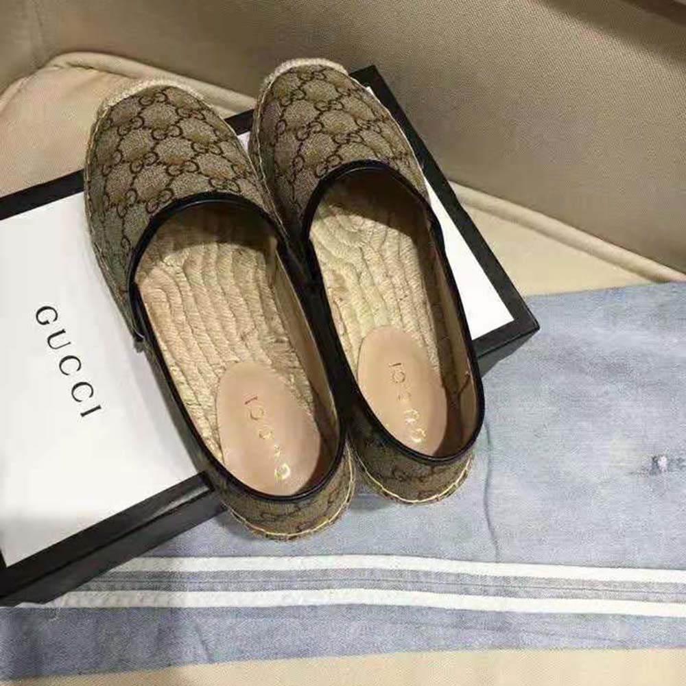 Gucci Women GG Supreme Bees Espadrille 2 cm Platform-Gold