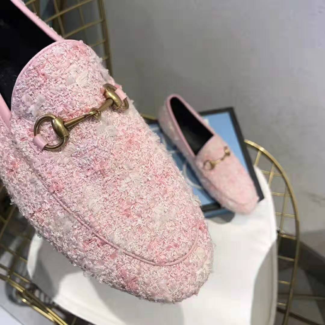Gucci Women Gucci Jordaan Tweed Loafer 1.3 cm Heel-Pink