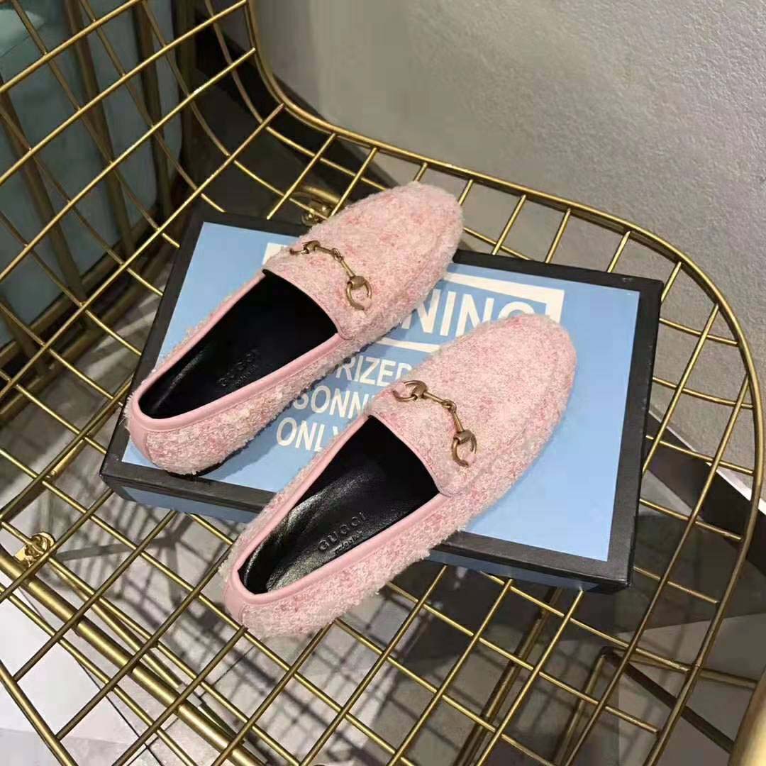 Gucci Women Gucci Jordaan Tweed Loafer 1.3 cm Heel-Pink