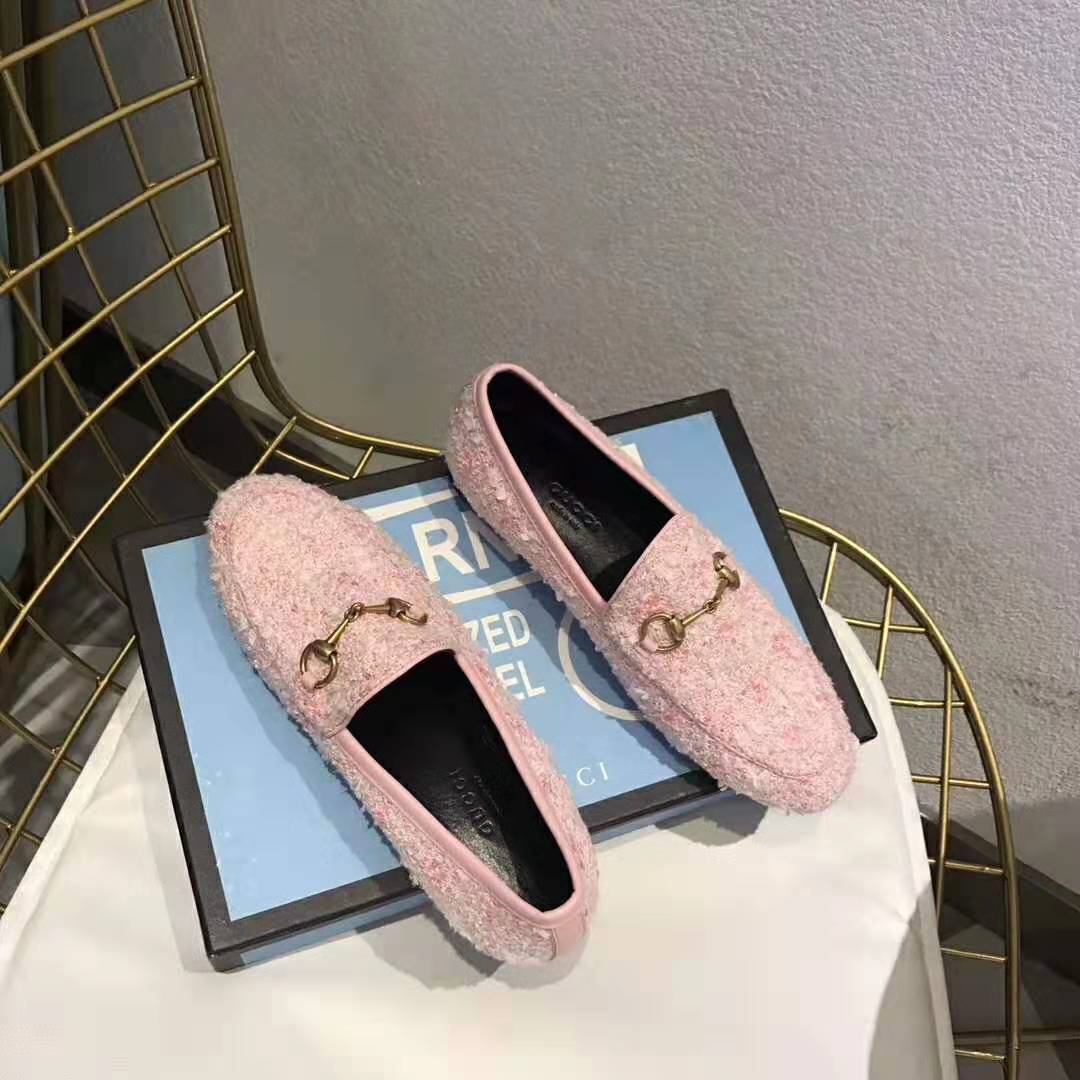 Gucci Women Gucci Jordaan Tweed Loafer 1.3 cm Heel-Pink