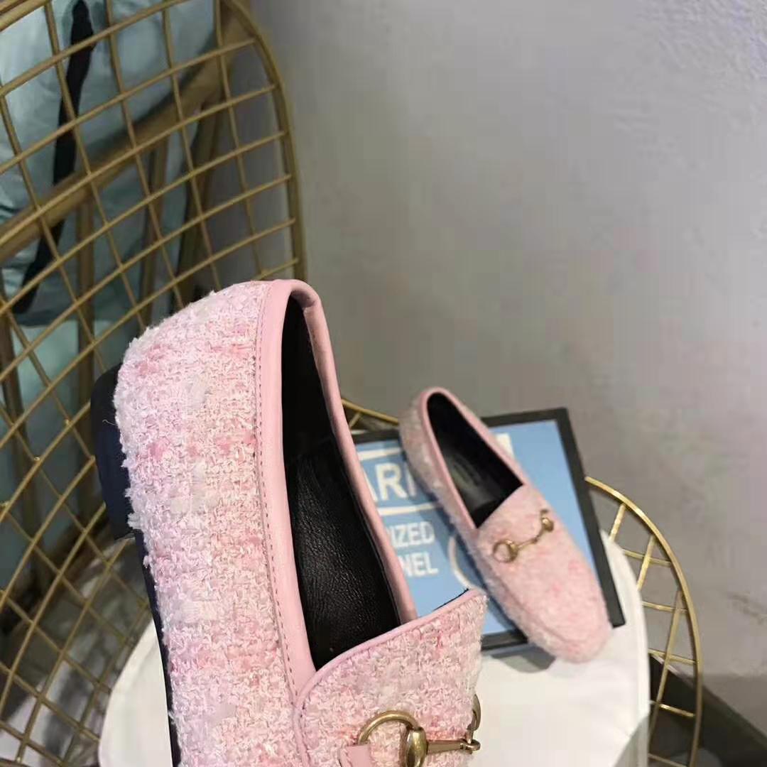 Gucci Women Gucci Jordaan Tweed Loafer 1.3 cm Heel-Pink