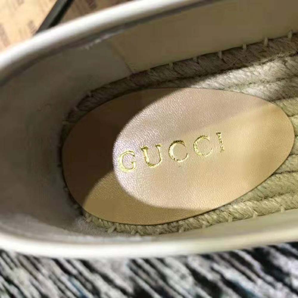 Gucci Women Gucci Logo Canvas Espadrille 2cm Platform-Beige