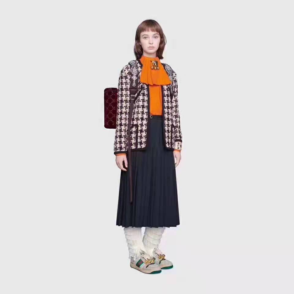 Gucci Women Houndstooth V-Neck Jacket