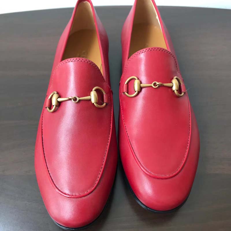 Gucci Women Jordaan Leather Loafer Red