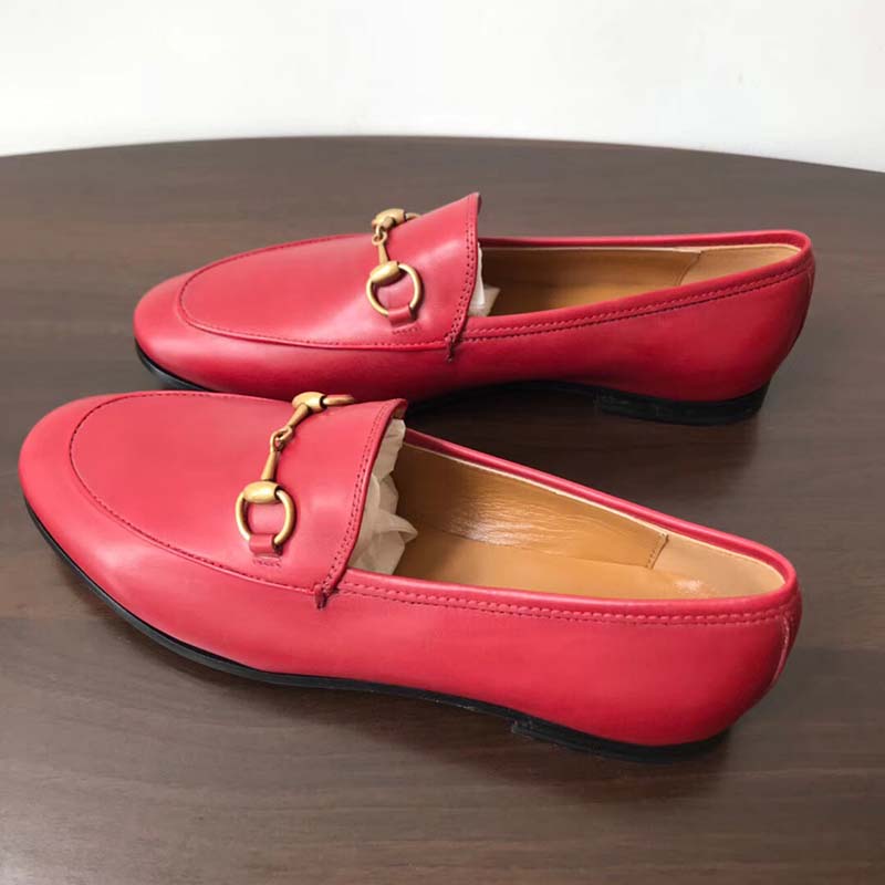 Gucci Women Jordaan Leather Loafer Red