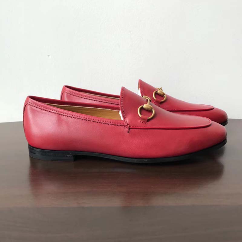 Gucci Women Jordaan Leather Loafer Red