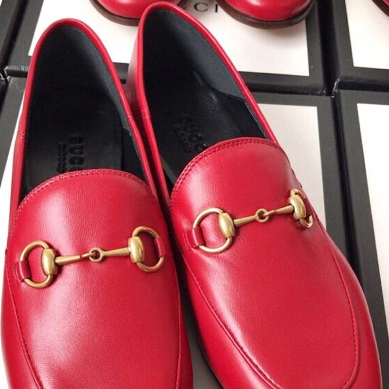 Gucci Women Jordaan Leather Loafer Red