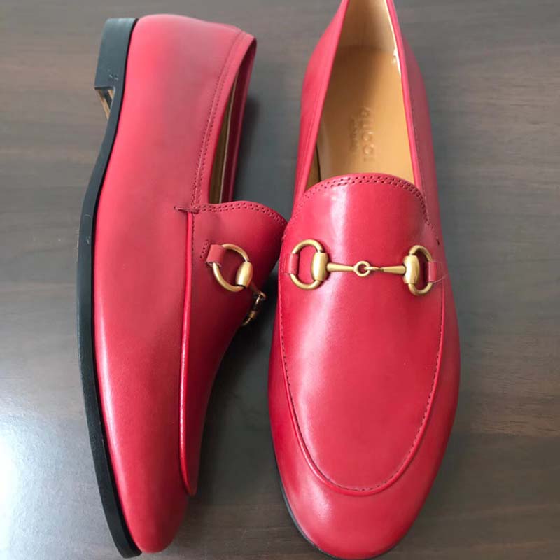 Gucci Women Jordaan Leather Loafer Red
