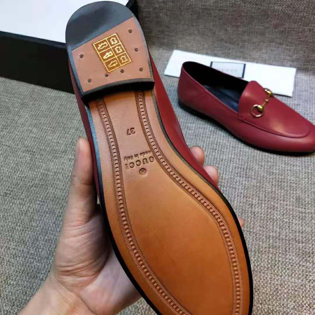 Gucci Women Leather Horsebit Loafer 1.27cm Height-Red