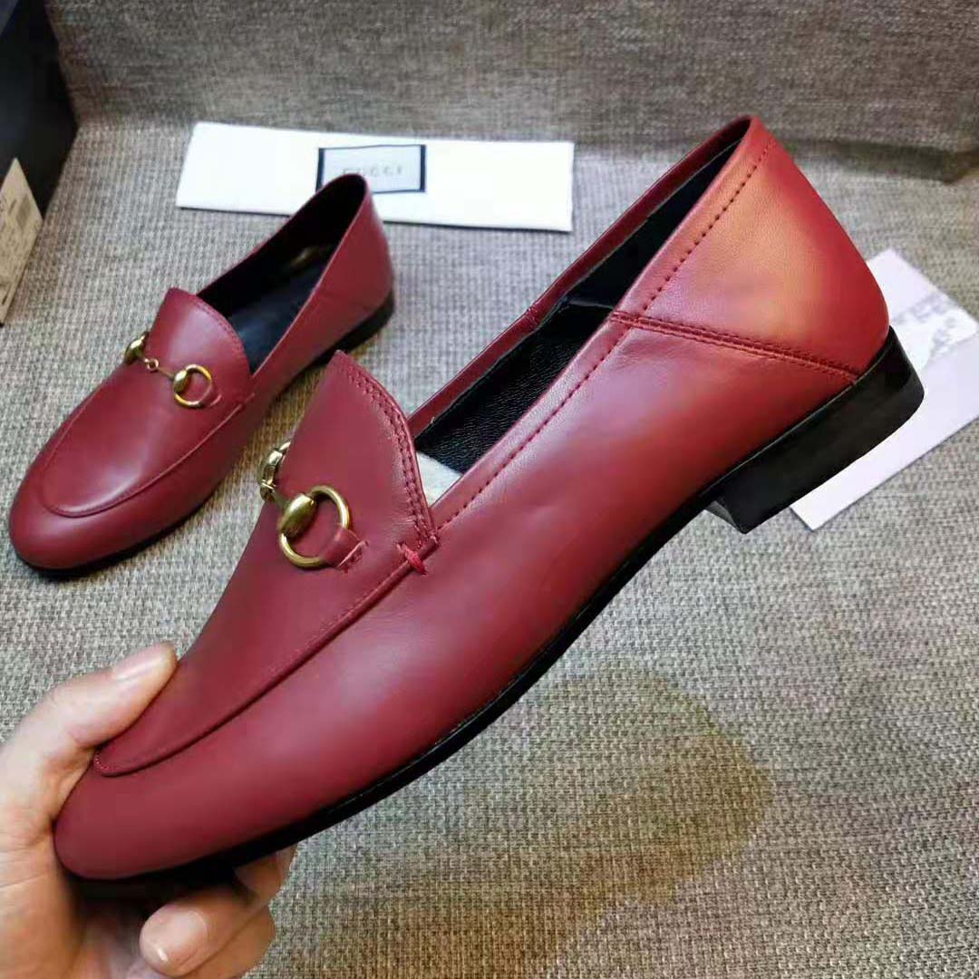 Gucci Women Leather Horsebit Loafer 1.27cm Height-Red