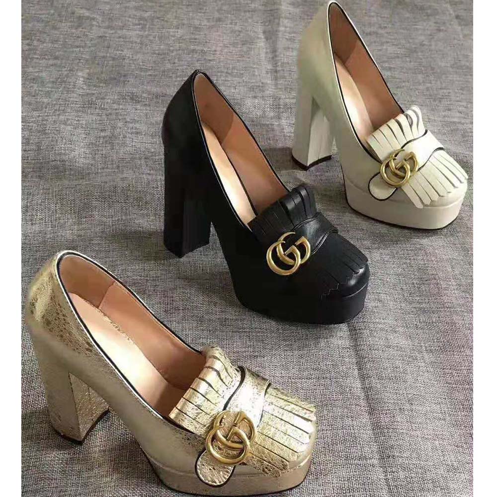 Gucci Women Leather Mid-Heel Pump 5.1 cm Heel-White
