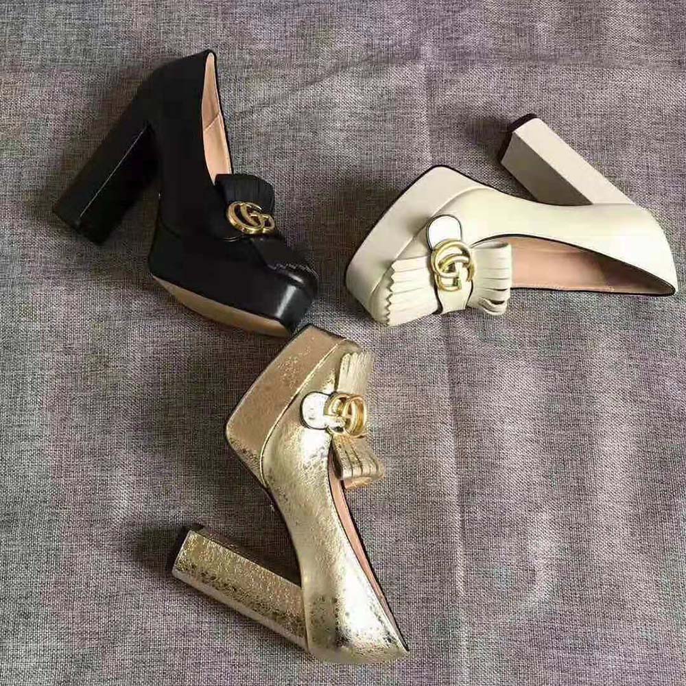 Gucci Women Leather Mid-Heel Pump 5.1 cm Heel-White