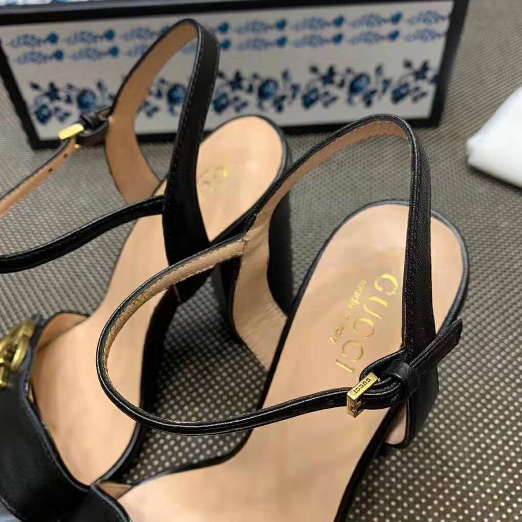 Gucci Women Leather Sandal 10.2 cm Heel-Black