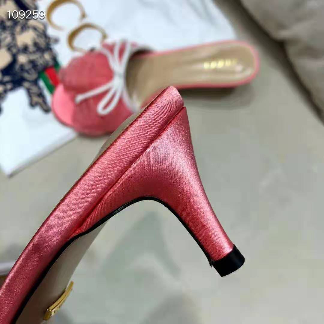 Gucci Women Mid-Heel Tulle Sandal 5.3cm Heel-Pink