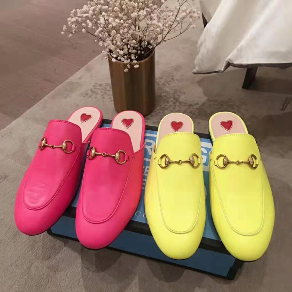 Gucci Women Princetown Leather Slipper with Horsebit Detail-Rose