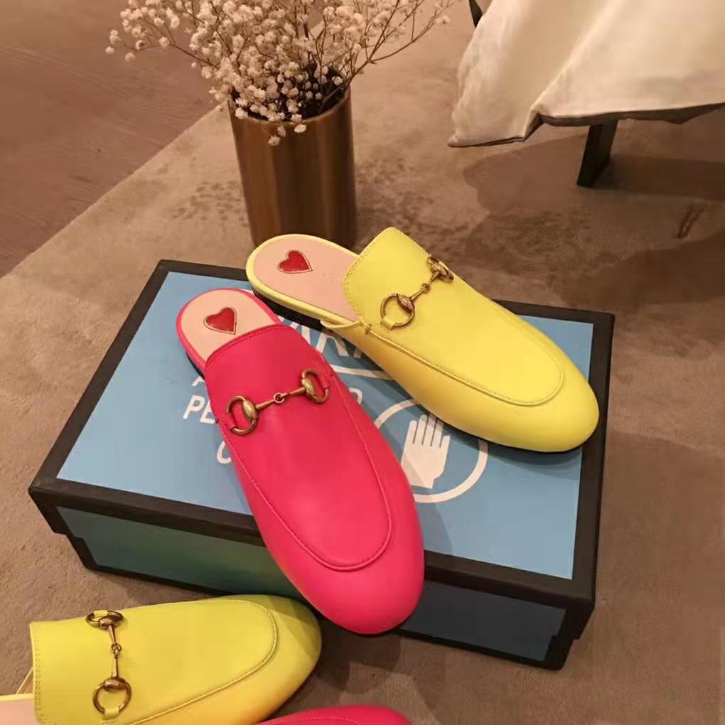 Gucci Women Princetown Leather Slipper with Horsebit Detail-Rose